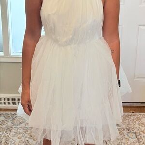 Elegant White Halter Dress